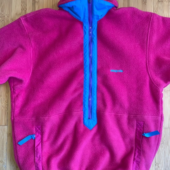 Vintage Patagonia M Hot Pink Blue Purple Half Zip Fleece Pullover Womens 12 USA - Picture 10 of 13